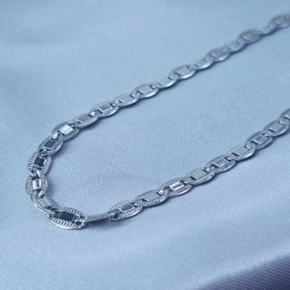 Imagen de Cadena Tejido Gucci Diamantada Oro Blanco Talla 4504