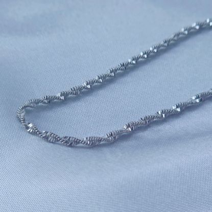 Imagen de Cadena Tejido Singapur Diamantada Oro Blanco Talla 4502