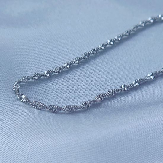 Imagen de Cadena Tejido Singapur Diamantada Oro Blanco Talla 4502