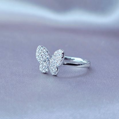 Imagen de Anillo Medio Dedo Mariposa Azucarada de Cristal