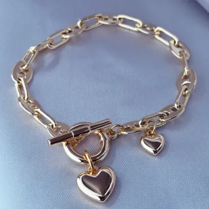 Imagen de Pulsera Eslabones Gucci y Corazones  1807