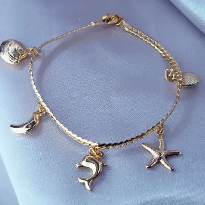 Imagen de Pulsera Luna Estrella Delfín Concha  1902