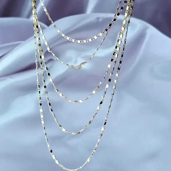 Imagen de Collar Cinco Cadenas de Eslabones Planos  3802