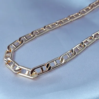 Imagen de Cadena Tejido Gucci Rectángulos Ovalados Oro Dorado Talla 5006