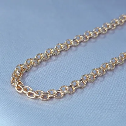 Imagen de Cadena Tejido Aros Ovalados Dos Hileras Oro Dorado Talla 6004