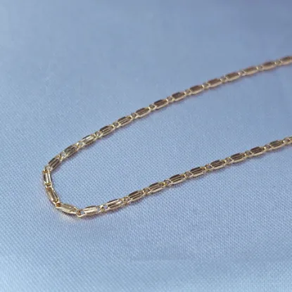 Imagen de Cadena Eslabones Rectangulares Estriado y Dos Aros Oro Dorado Talla 5002