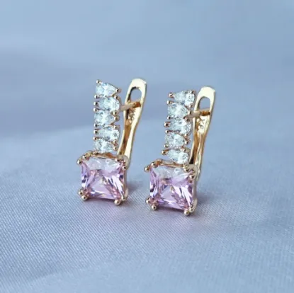 Imagen de Huggie Cuadro Rosa y Gotas de Cristal