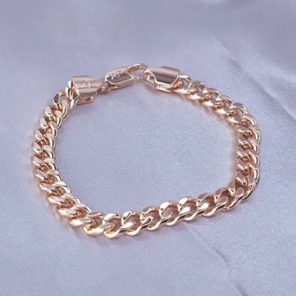 Imagen de Pulsera Tejido Barbada Cerrada Oro Dorado Talla 2007