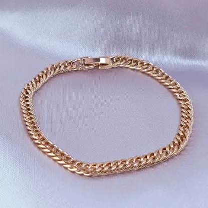 Imagen de Pulsera Tejido Barbada Cerrada Oro Dorado Talla 2207