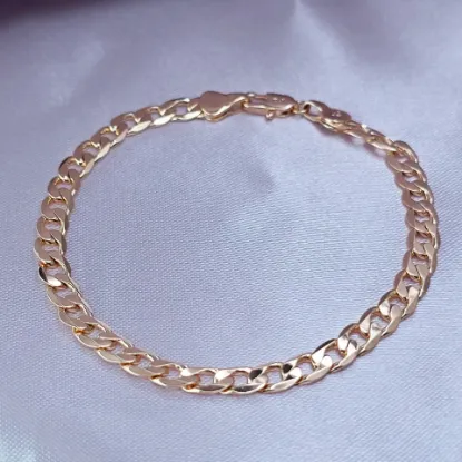 Imagen de Pulsera Tejido Barbada Abierta Oro Dorado Talla 1905