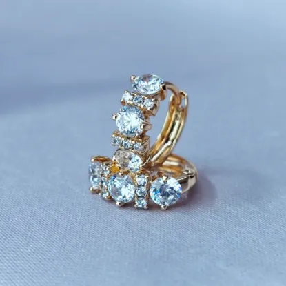 Imagen de Huggie Puntos y Rectángulos de Cristal