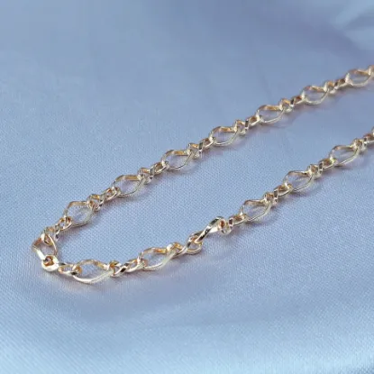 Imagen de Cadena Tejido Ovalada Irregular con Eslabón Infinito Oro Dorado Talla 6005