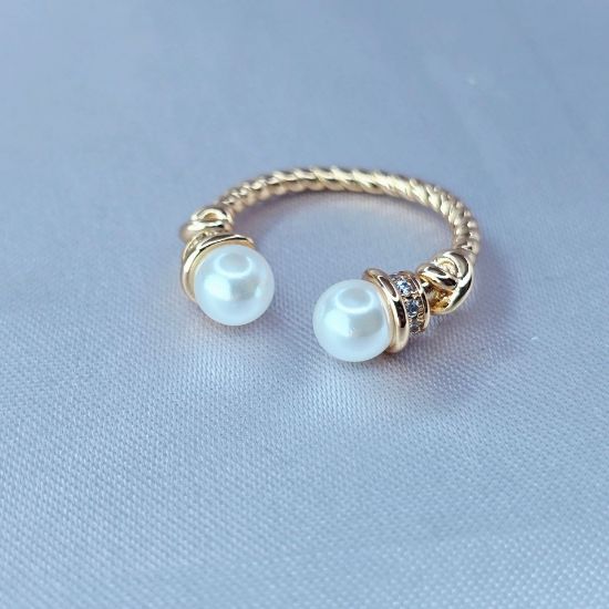Imagen de Anillo Semiabierto Dos Perlas Mágicas