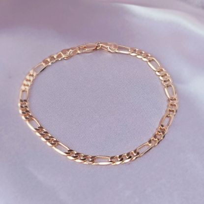 Imagen de Pulsera Tejido Cartier o Fígaro Oro Dorado Talla 1904