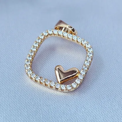 Imagen de Dije Cuadro y Corazón de Oro