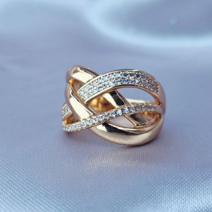 Imagen de Anillo Entrelazado Liso y Circonias