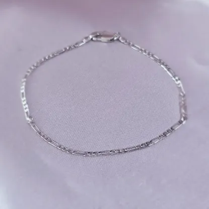 Imagen de Pulsera Tejido Cartier o Fígaro Oro Blanco Talla 1801