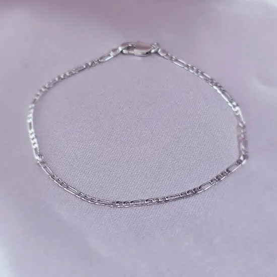 Imagen de Pulsera Tejido Cartier o Fígaro Oro Blanco Talla 1901