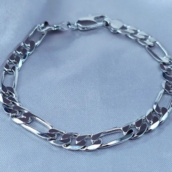 Imagen de Pulsera Tejido Cartier o Fígaro Oro Blanco Talla 2107