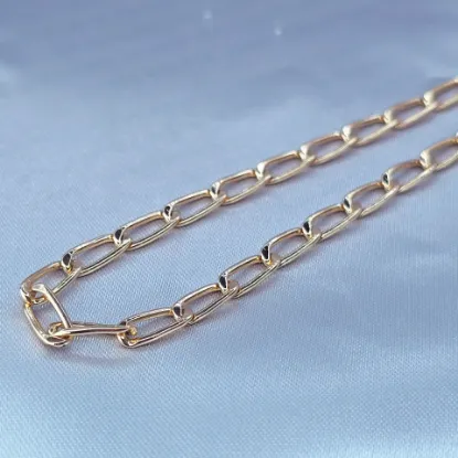 Imagen de Cadena Eslabones Rectangulares Entrelazados Oro Dorado Talla 5004