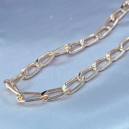 Imagen de Cadena Eslabones Rectangulares Entrelazados Oro Dorado Talla 6007