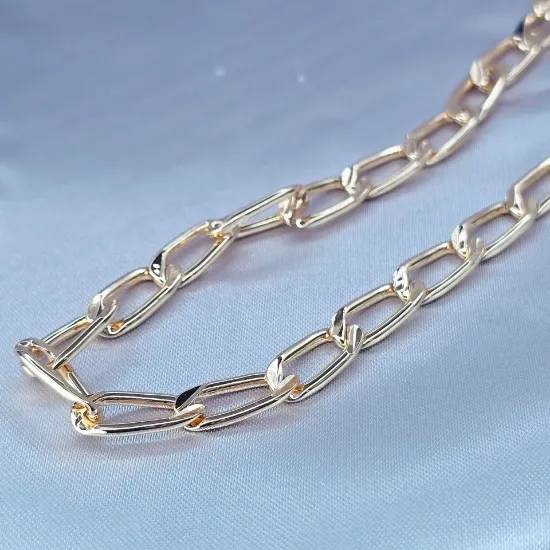 Imagen de Cadena Eslabones Rectangulares Entrelazados Oro Dorado Talla 6007