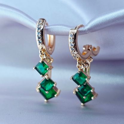 Imagen de Arete Tres Rombos Esmeralda