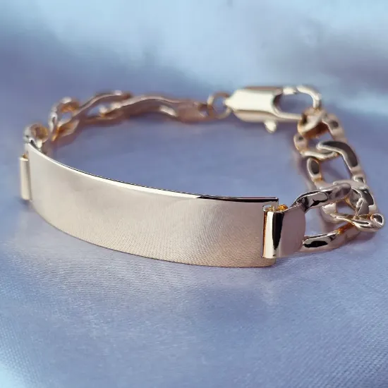 Imagen de Pulsera Esclava Eslabones Rectángulos Irregulares Oro Dorado  2109