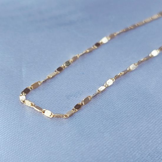 Imagen de Cadena Tejido Gucci Plana Delgada Lisa Oro Dorado