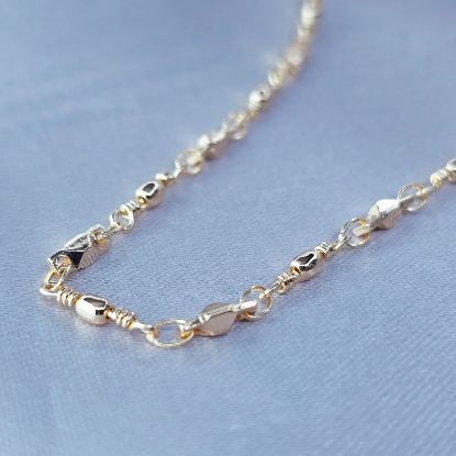 Imagen de Cadena Tejido Pirámide y Coma Entrelazados Oro Dorado