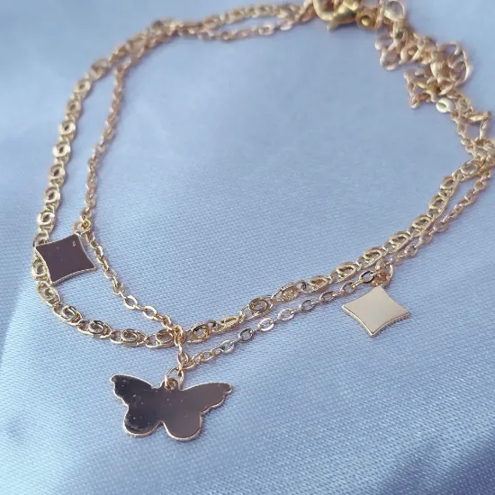 Imagen de Pulsera Tobillera Rombo y Mariposa