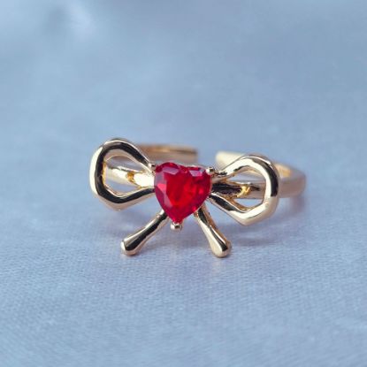 Imagen de Anillo Semiabierto Moño Corazón Rojo