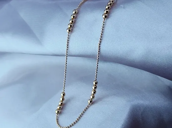 Imagen de Cadena Tejido Viviana Municiones y Cinco Esferas Oro Dorado  4502