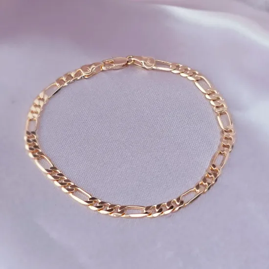 Imagen de Pulsera Tejido Cartier o Fígaro Oro Dorado  1803