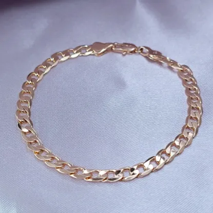 Imagen de Pulsera Tejido Barbada Abierta Oro Dorado  1805