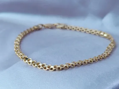 Imagen de Pulsera Tejido Chino Entrelazado Robusto Oro Dorado  2003