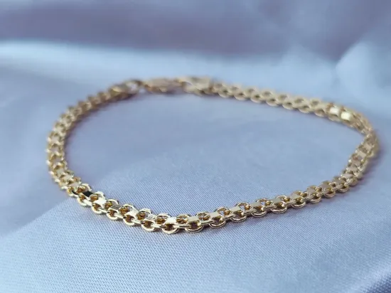 Imagen de Pulsera Tejido Chino Entrelazado Robusto Oro Dorado  2003