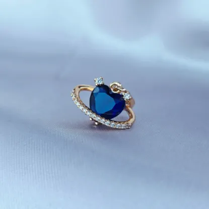 Imagen de Dije Corazón Zafiro Con Órbita