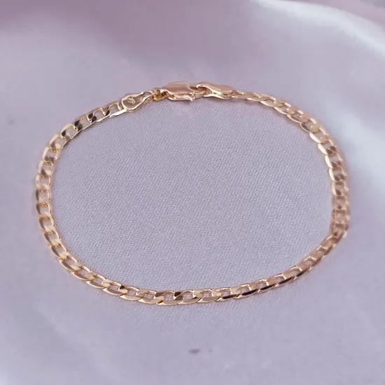 Imagen de Pulsera Tejido Barbada Abierta Oro Dorado Talla 1904