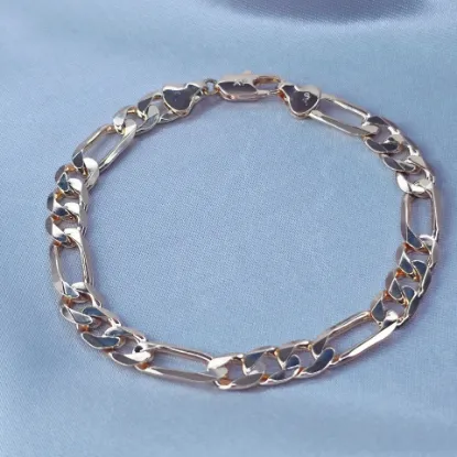 Imagen de Pulsera Tejido Cartier o Fígaro Oro Dorado Talla 2107
