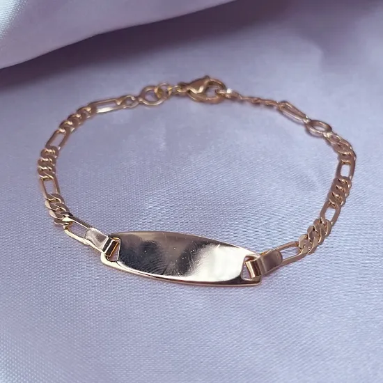 Imagen de Pulsera Esclava Kids Ovalada Cartier o Fígaro Oro Dorado Talla 1703