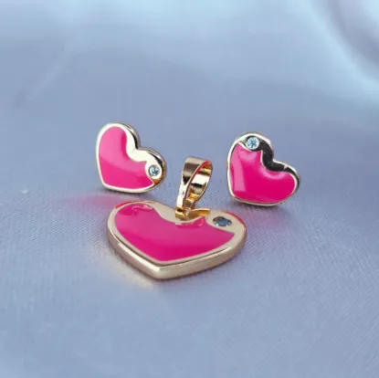 Imagen de Juego Corazón Esmaltado Rosa