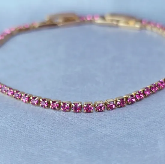 Imagen de Pulsera Cristales Fuxia 1702