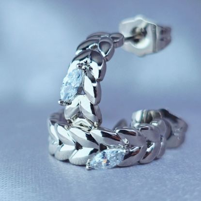 Picture of Drop Earring Braid with Leaf of Crystal