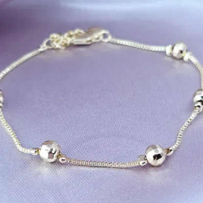 Imagen de Pulsera Cinco Esferas Disco y Corazón  1704