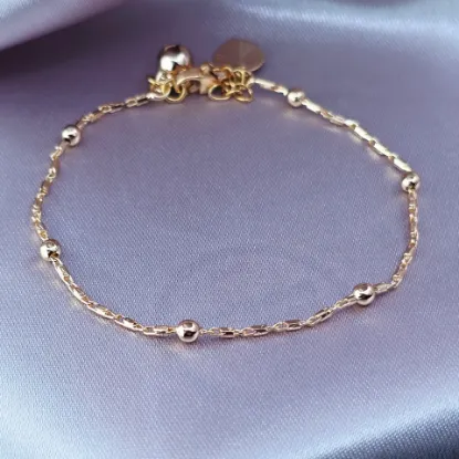 Imagen de Pulsera Esferitas y Cascabel y Corazón Talla 1702