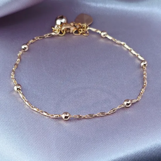 Imagen de Pulsera Esferitas y Cascabel y Corazón Talla 1702