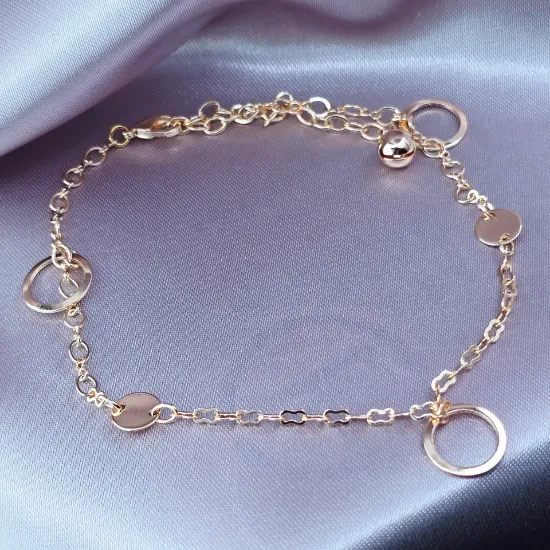 Imagen de Pulsera Tobillera Tres Aros y Dos Lunetas Talla 2710