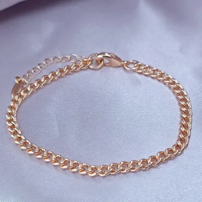 Imagen de Pulsera Tejido Barbada Cerrada Oro Dorado Talla 1905