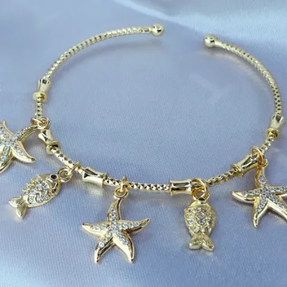 Imagen de Brazalete Semiabierto Estrellas de Mar y Peces  1902